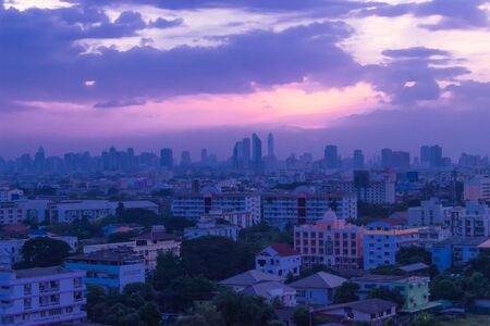 City of Bangkok at Sunset shot view terraced houseの写真素材