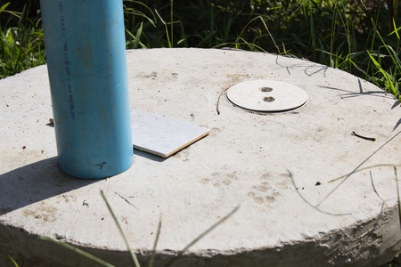 sewage system made of cement   systems treat wastewater in rural areas of Thailand の写真素材