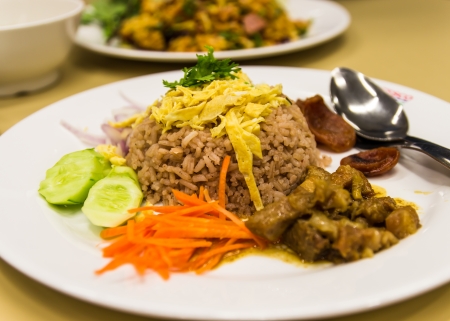 Fry rice with the shrimp paste close up ,Thai foodの写真素材