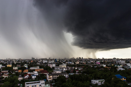 atmosphere building in the city have cloudy and storm before raining on top view, Bangkok Thailandの写真素材