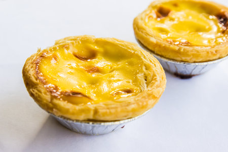 Egg tart isolated on white background 