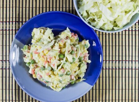 vegetables salad and creamの写真素材