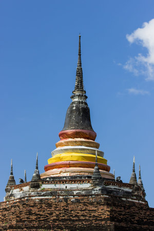 Top of the stupa in Thailand and blue skyの写真素材
