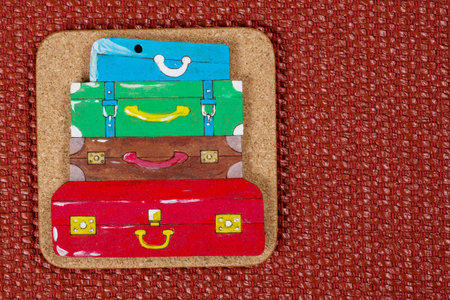 Picture with a heap of expensive vintage suitcases. Travel, vacation, adventure. Copy spaceの写真素材