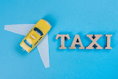 Taxi car with wings. The car of the futureの写真素材