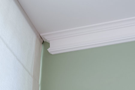 Ceiling moldings in the interior, the detail is the end of the molding.の写真素材