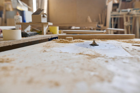 Background carpentry woodworking woodshop, machines and tools, wooden boards, furniture details