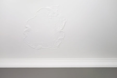 Large spots and cracks on the bathroom ceiling after flooding