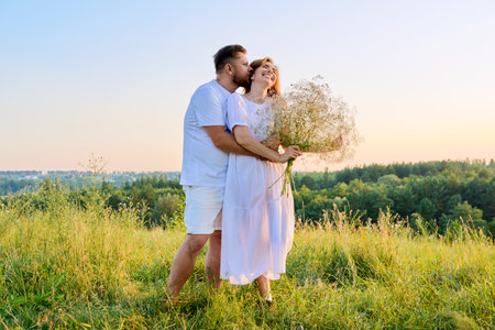 Love and romance of a middle-aged couple.の写真素材