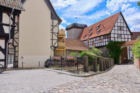 11.07.2022, Quedlinburg, Germany. Old town, architecture, street, cityscapeのeditorial素材