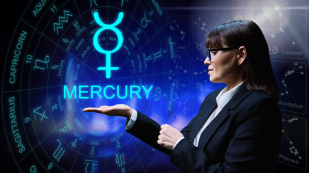 Astrological forecast, meaning, influence of planet Mercuryの写真素材