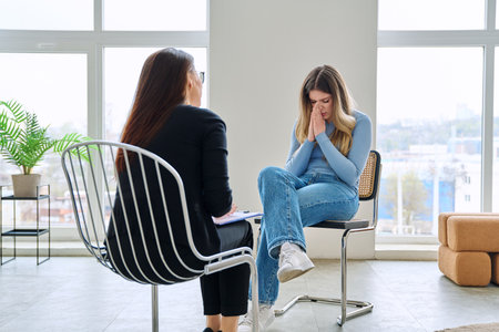 Professional psychological help for a young womanの写真素材
