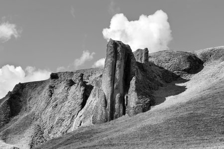 Interesting detail of a hill in the south of Iceland.の写真素材