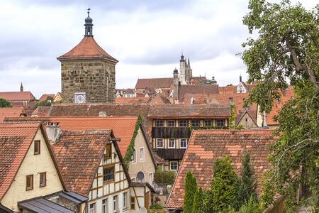 Roofs in the medieval town Rothenburg ob der Tauber.の写真素材