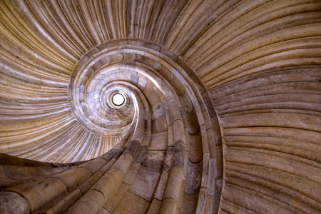 Interesting medieval spiral staircase, sandstone material.
