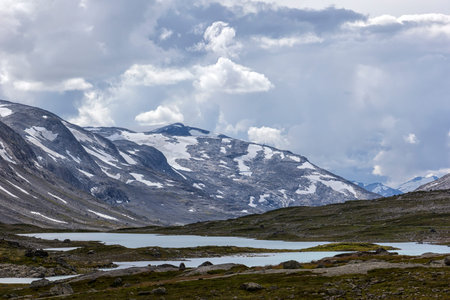 View from the famous Norwegian County Road to the landscape. Gamle Strynefjellsvegen, Riksvei 258....