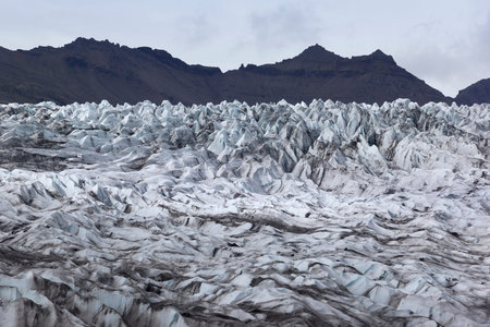 View to the ice front of the glacier Flaajokull in the east of Iceland. Flaajokull is a drainglacier...