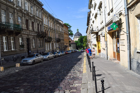 Lviv , Ukraine , July 26, 2019. Lviv central street view.のeditorial素材