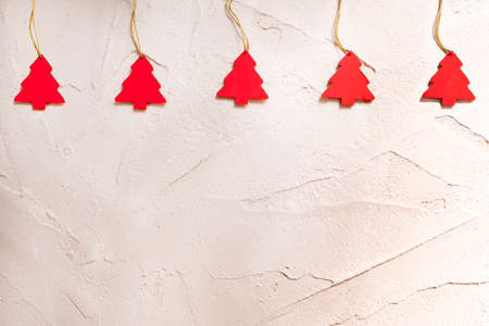 Christmas concrete background with red decoration treeの写真素材
