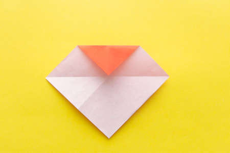 Step by step instructions how to make origami easy heart.の写真素材