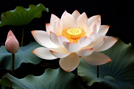 beautiful pink lotus flower plants in waterの素材