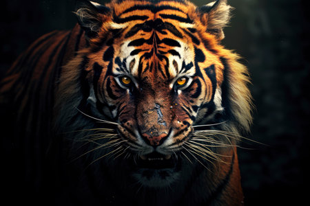 Beautiful close up tiger, portrait of a Bengal tiger.の素材