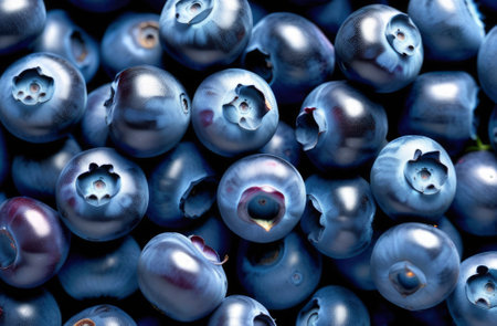 Fresh ripe blueberries background with copy space for your text.の素材