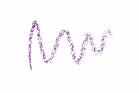 Eye pencil violet stroke isolated on white background, eyeliner stroke sample. Beauty product swatch. Cosmetic crayon squiggle Eye liner smearの写真素材