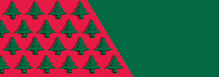 Minimal composition made of Christmas felt kraft tree decoration on red background. Christmas...