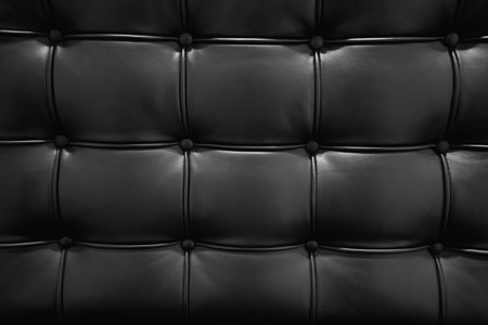 Black leather sofa texture in royal style. Elegant embossed black leather pattern. Vintage style and...