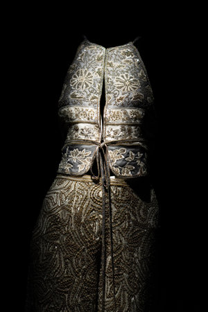 Italy, Milan - 04 December, 2022: Permanent exhibition space with luxury dresses and costumes. Armani Silos, the fashion art space in Milan dedicated to the Armani style. Armani dresses.のeditorial素材