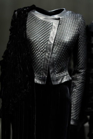 Italy, Milan - 04 December, 2022: Permanent exhibition space with luxury dresses and costumes. Armani Silos, the fashion art space in Milan dedicated to the Armani style. Luxury design style.のeditorial素材