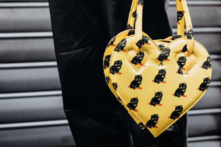 Paris, France - October, 3, 2021: man wears yellow bag, street style detailsのeditorial素材