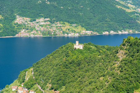 Mountain landscape, picturesque mountain lake in the summer morning, large panorama, landscape with...