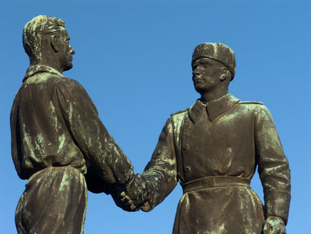 hungaryan and russian friendsip. this is an old statue! :-)の写真素材