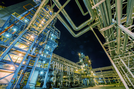 big Oil and gas Refinery At Night