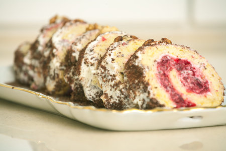 very tasty sweet roll on a plateの写真素材