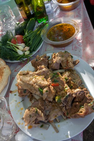 Various and very tasty meals for picnicの写真素材