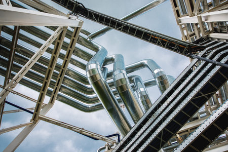The industrial landscape with pipes and instruments