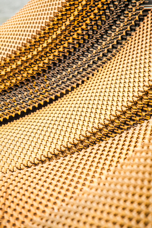 Stack of steel grid at construction siteの写真素材