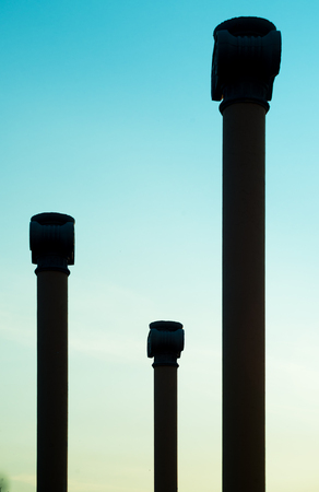 Roman columns over blue sky viewの写真素材