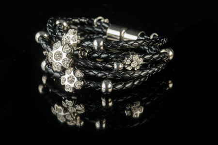 beautiful luxury Bracelet on a black backgroundの写真素材