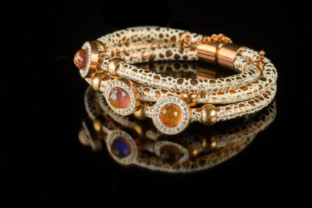 beautiful luxury Bracelet on a black backgroundの写真素材