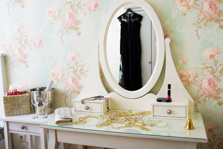 beautiful vintage white boudoir in the roomの写真素材