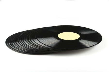 Vinyl discs isolated on a white backgroundの写真素材