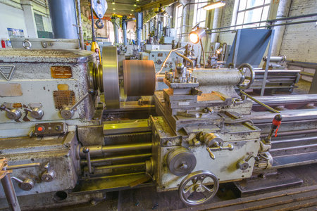 Interior of an industrial building with machines
