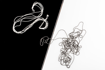 Beautiful black and white chains on white and black background