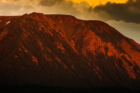 Beautiful landscape with mountain and sky at sunset