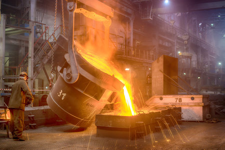Novokuznetsk, Russia - MAY 25, 2016: Worker on Casting ferroalloy factory