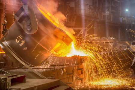 NOVOKUZNETSK, RUSSIA - MAY 25 2016 Casting ferroalloy factory